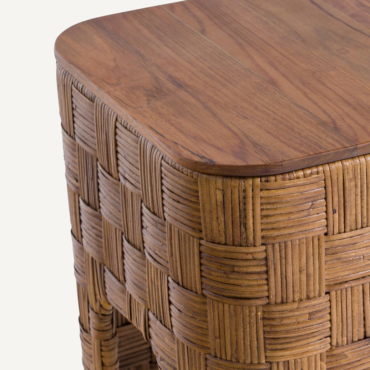 Garrance Solid Teak and Woven Rattan Bedside Table – image 4