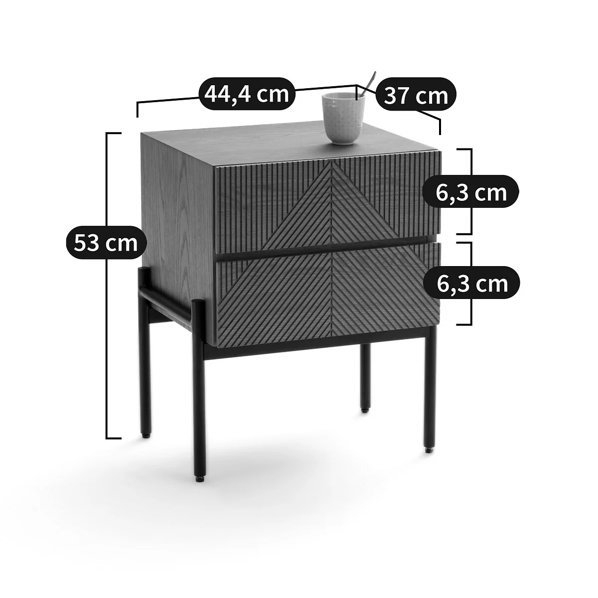 Lodge Bedside Table with 2 Drawers – image 5
