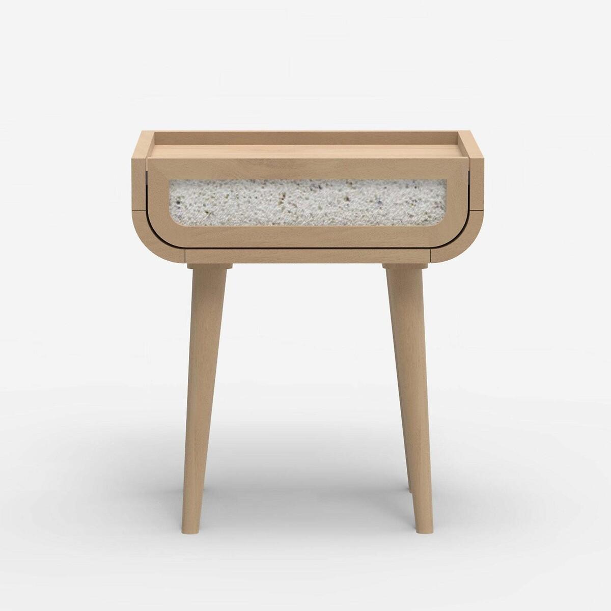 Ozen Stone & Mango Wood 1 Drawer Bedside Table – image 2