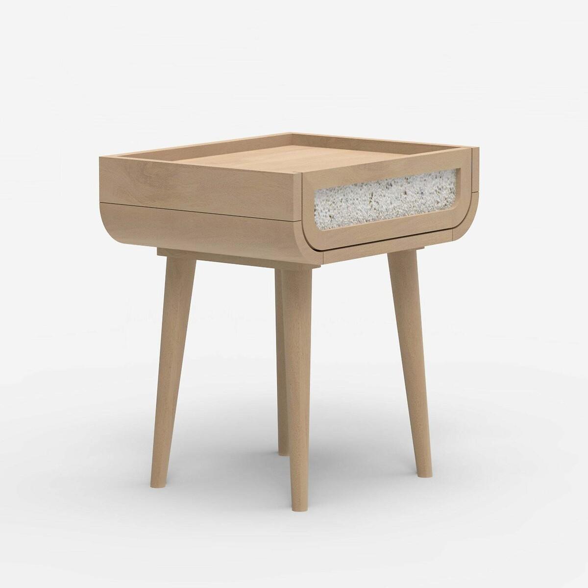 Ozen Stone & Mango Wood 1 Drawer Bedside Table – image 3