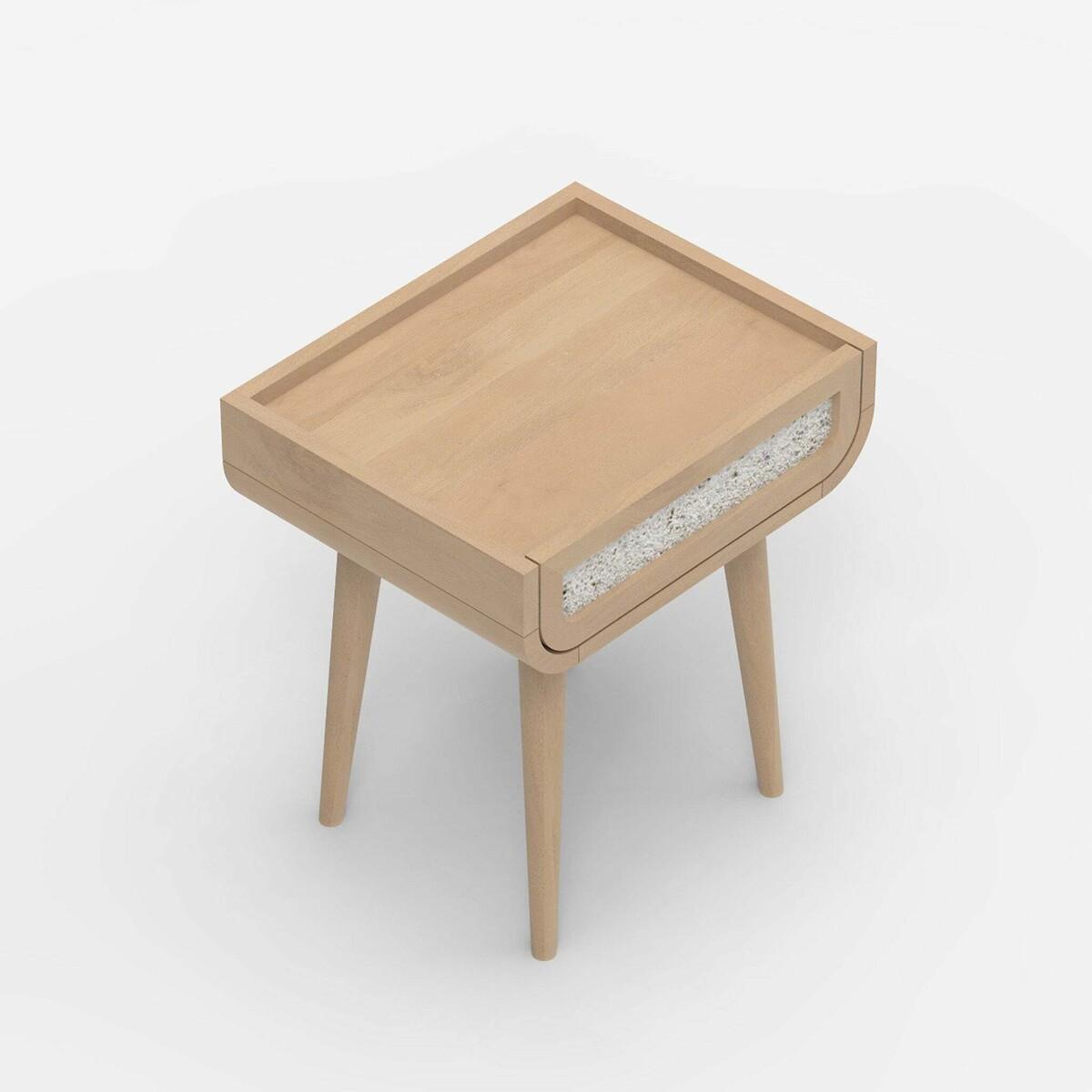Ozen Stone & Mango Wood 1 Drawer Bedside Table – image 5