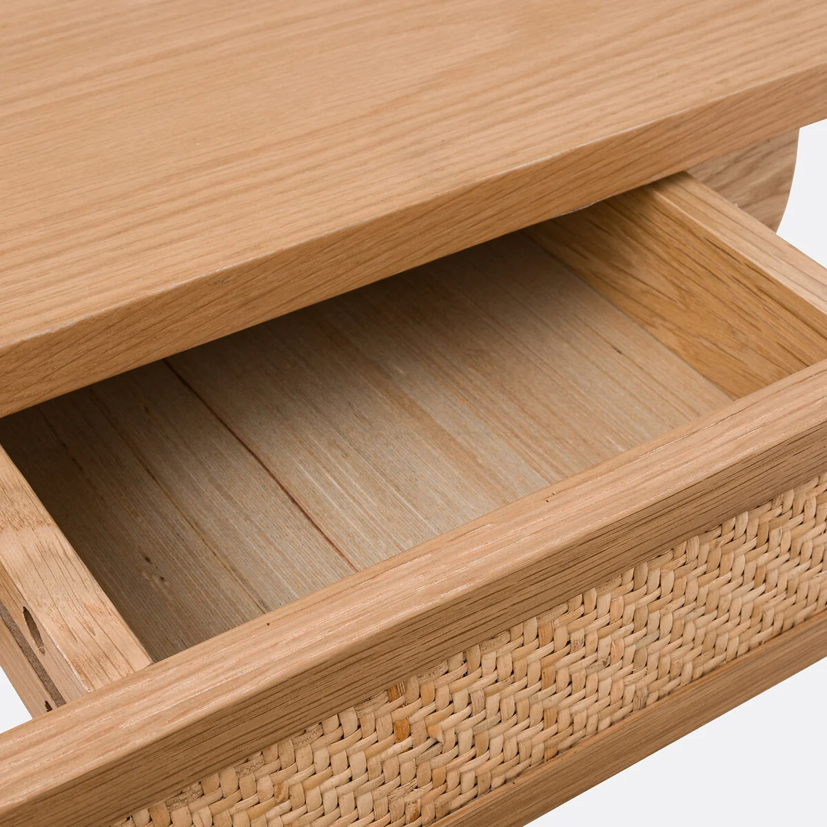 Ajory Oak Veneer & Rattan Wall-Mounted Bedside Table with Drawer – image 6