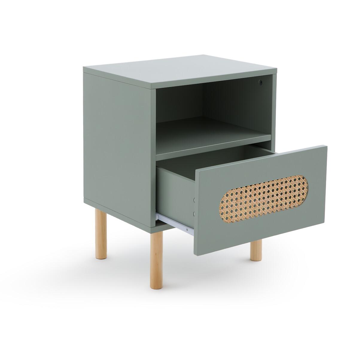 Pacome 1-Drawer Bedside Table with Canework Detail – image 3
