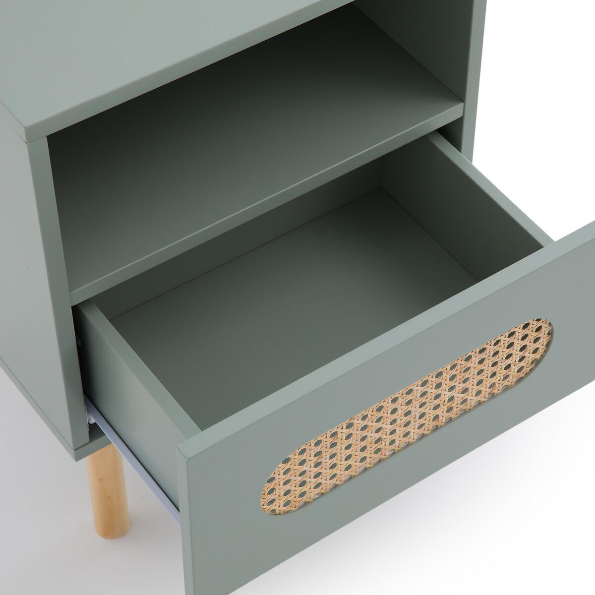 Pacome 1-Drawer Bedside Table with Canework Detail – image 4