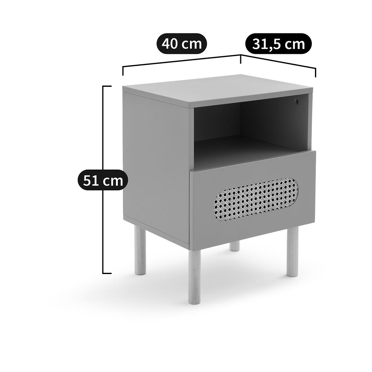 Pacome 1-Drawer Bedside Table with Canework Detail – image 6
