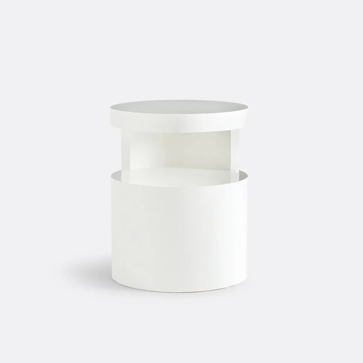 Newark Cylindrical Glossy Bedside Table – image 2