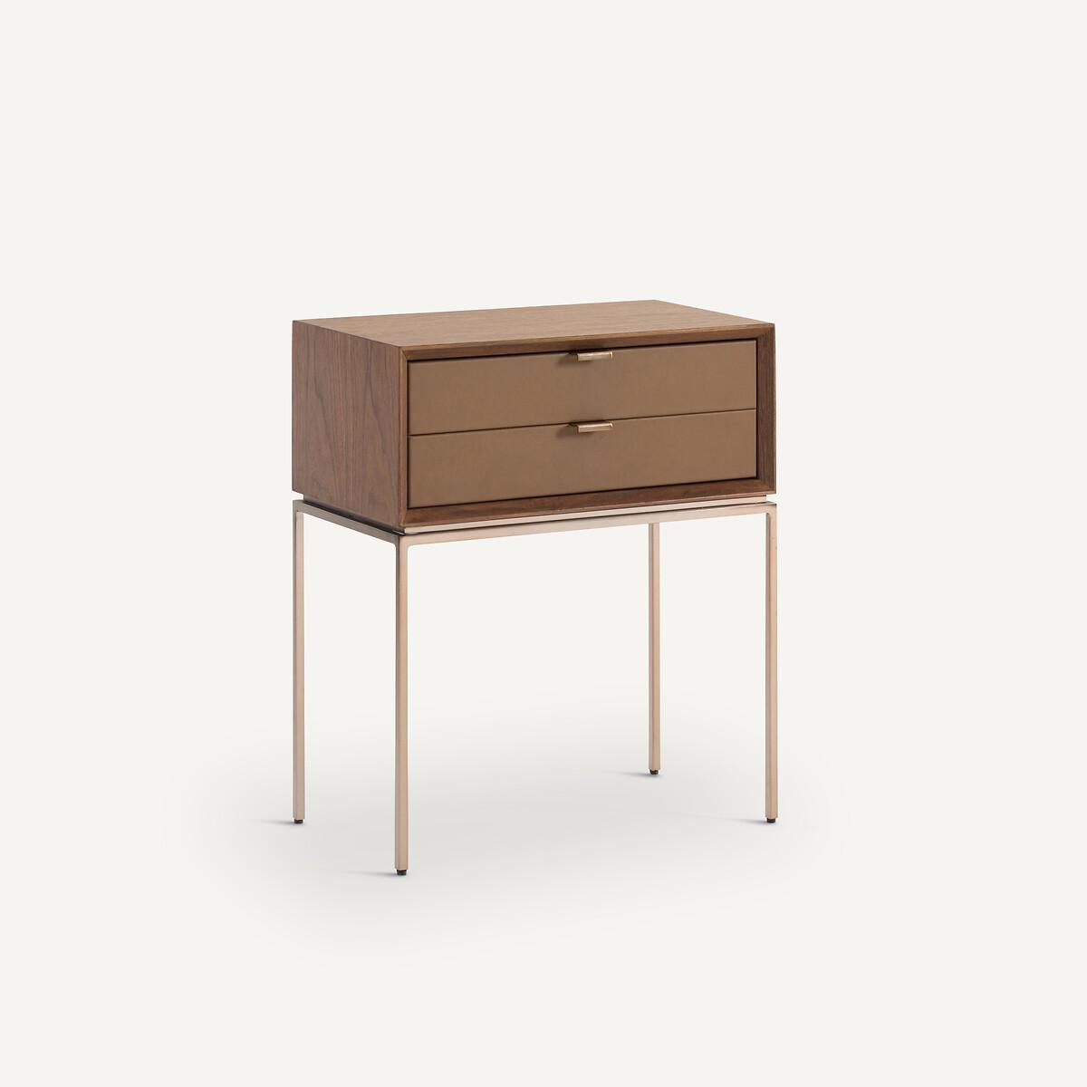 Delina Walnut / Leather Bedside Table – image 2