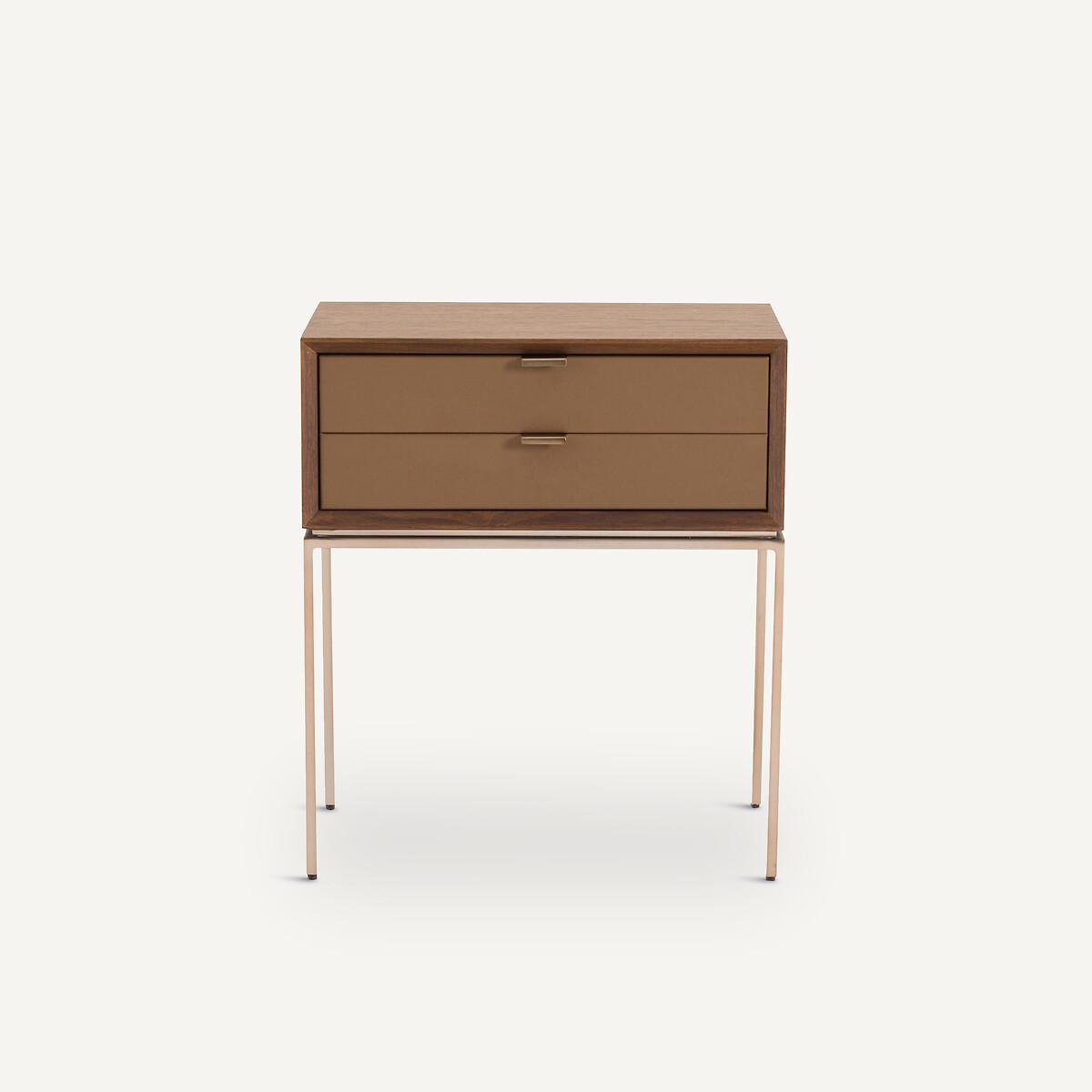 Delina Walnut / Leather Bedside Table – image 3
