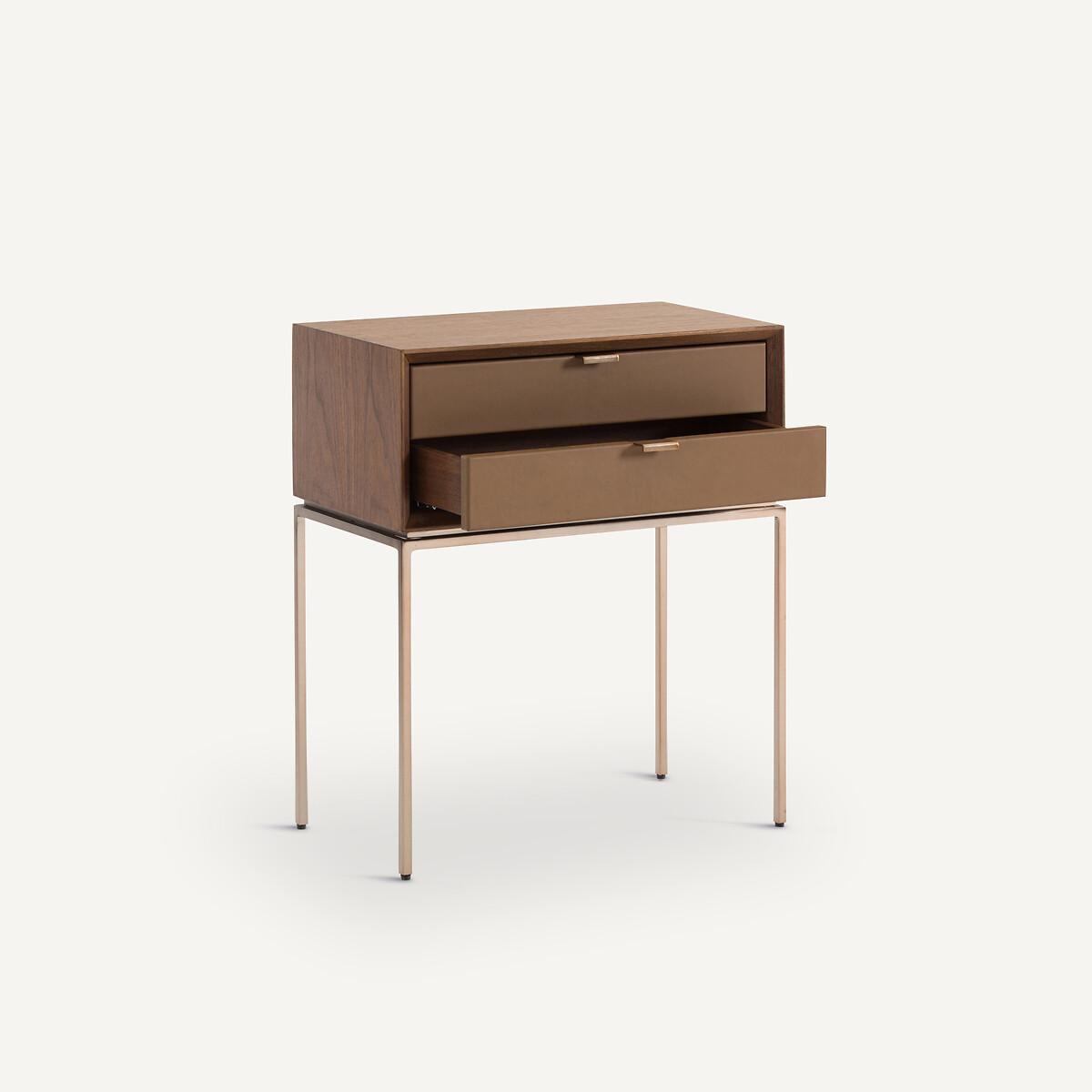 Delina Walnut / Leather Bedside Table – image 4