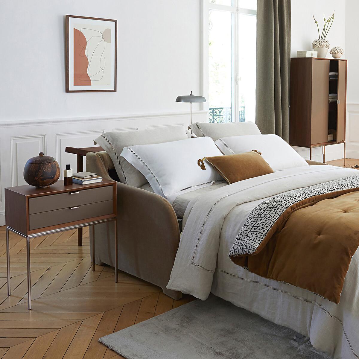 Delina Walnut / Leather Bedside Table – image 8