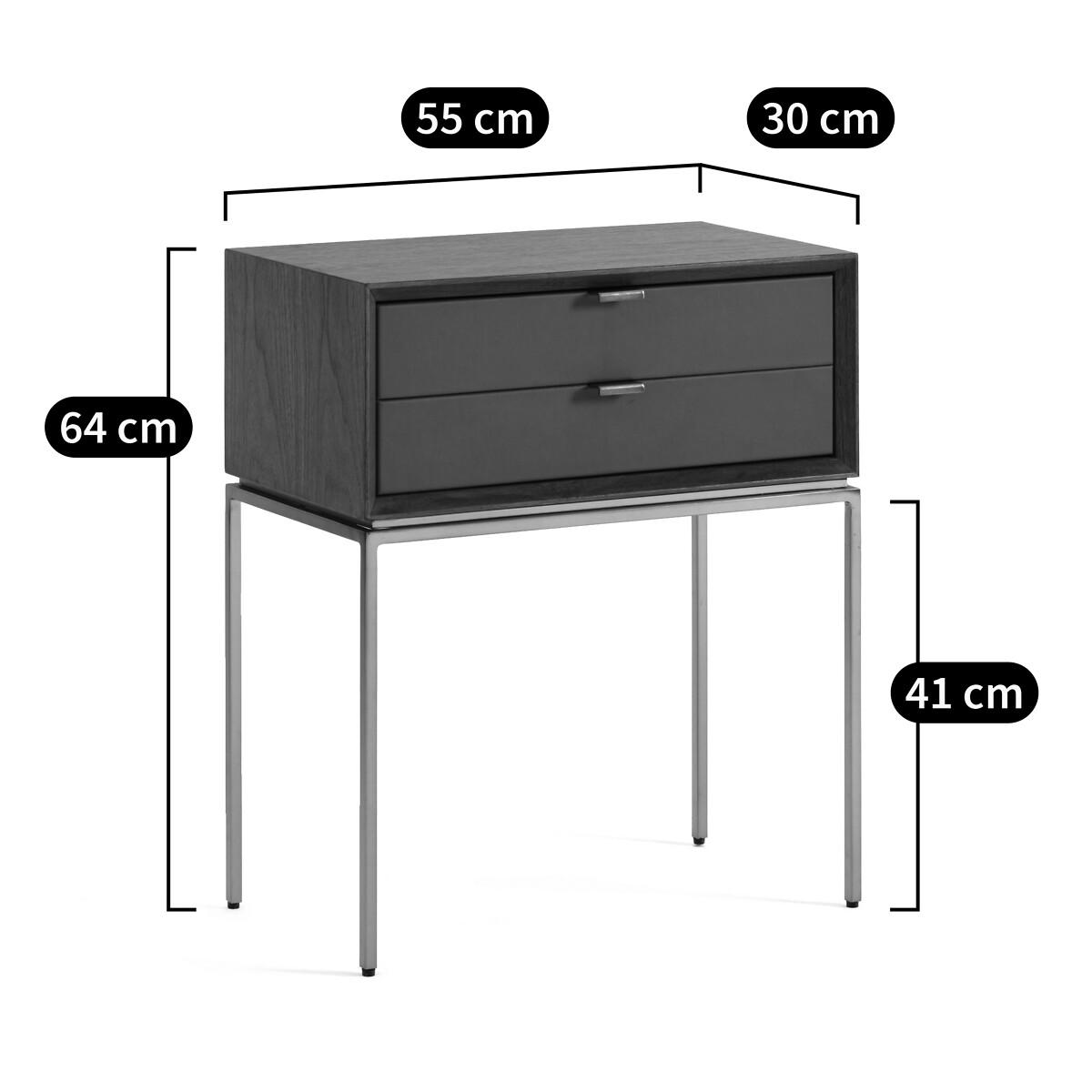 Delina Walnut / Leather Bedside Table – image 9