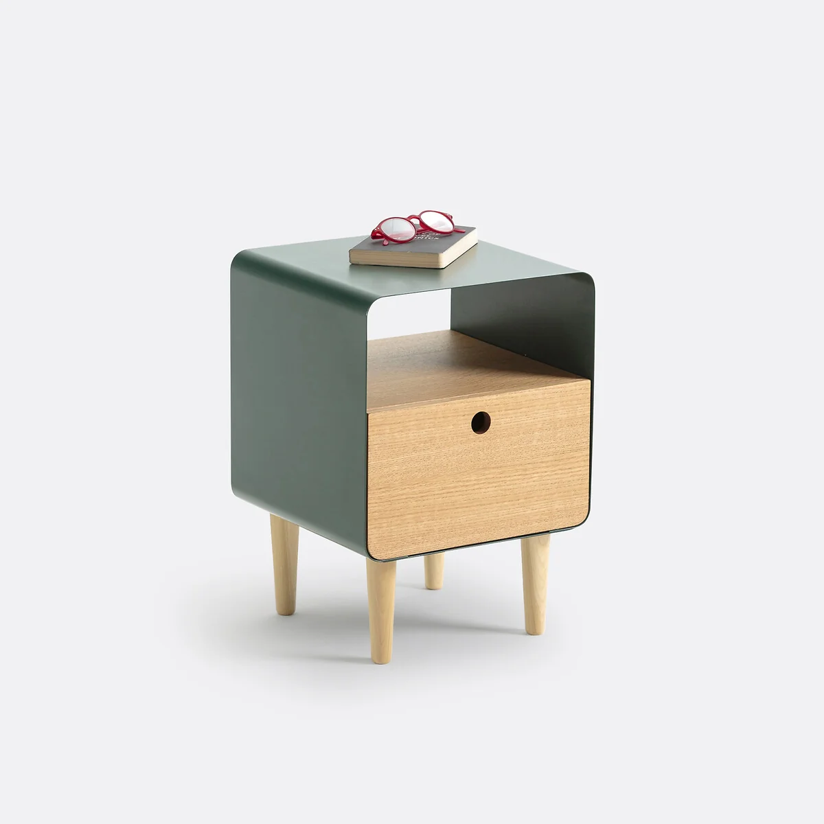 Joris Bedside Table in Ash Veneer and Metal – image 3