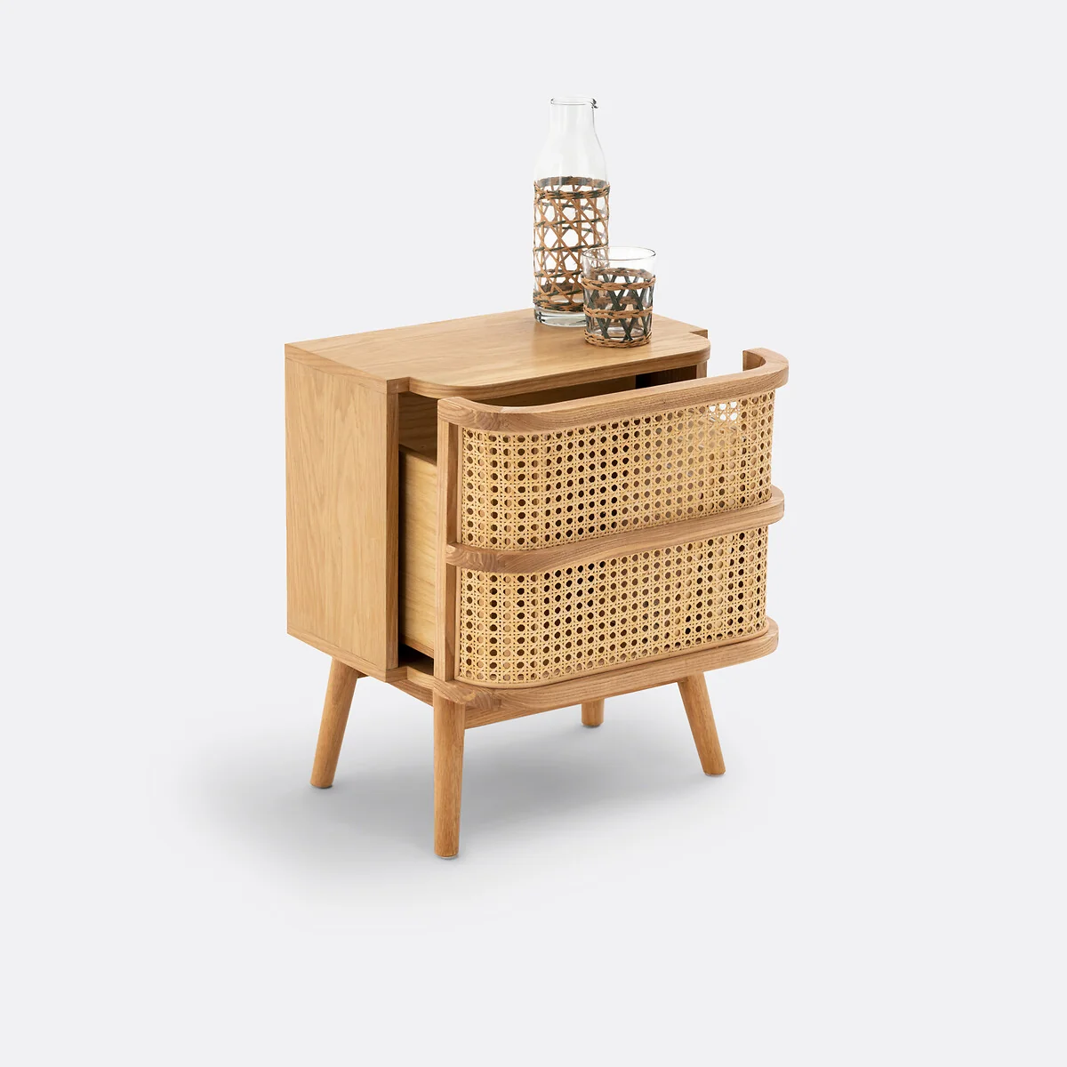 Laora Cane Bedside Table with 1 Drawer – image 4