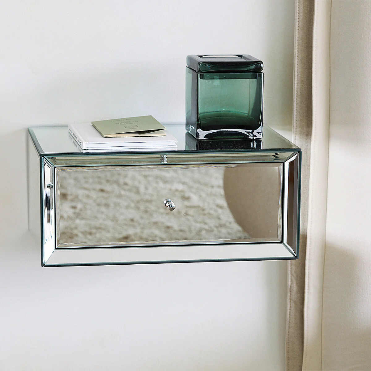 Khonsou MDF Mirrored Wall-Mounted Bedside Table – image 2