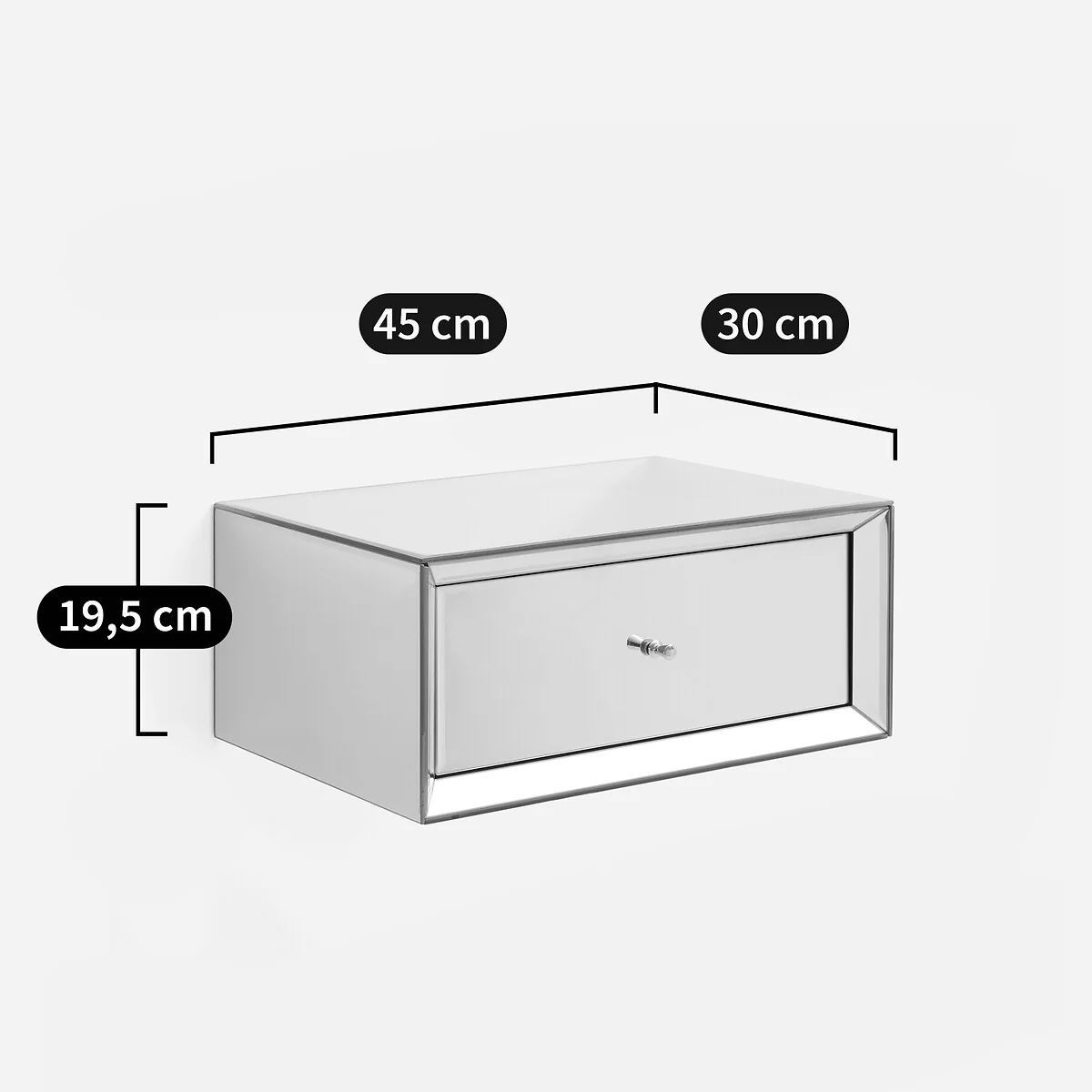 Khonsou MDF Mirrored Wall-Mounted Bedside Table – image 7