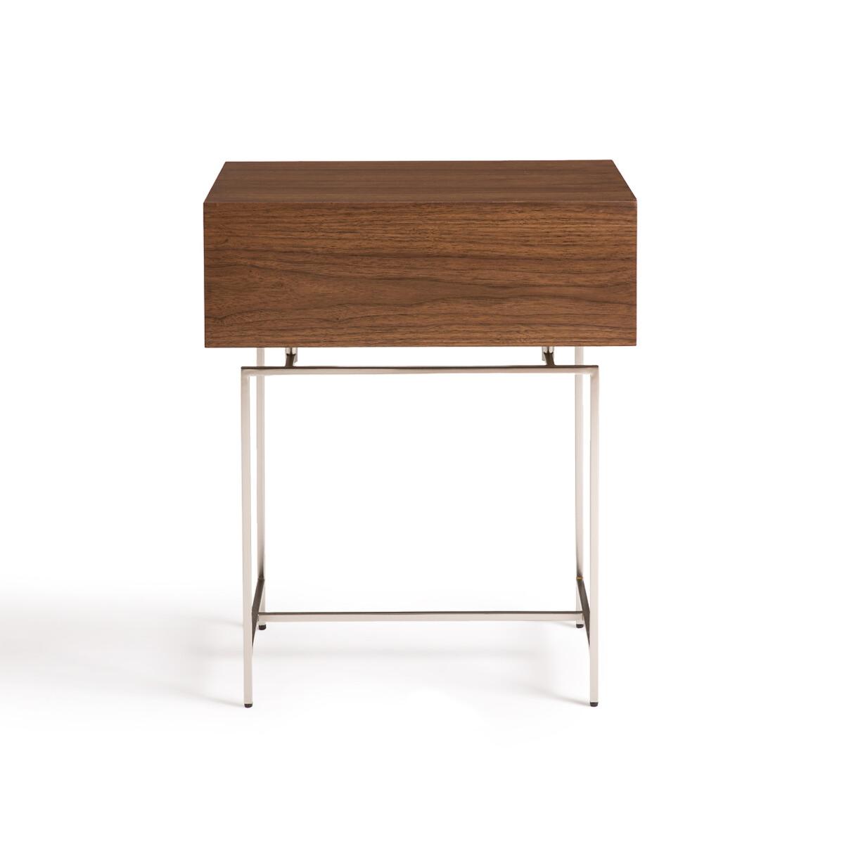 Oreko Walnut Veneer Satin Nickel Bedside Table – image 2