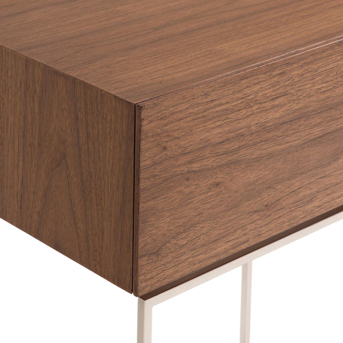 Oreko Walnut Veneer Satin Nickel Bedside Table – image 4