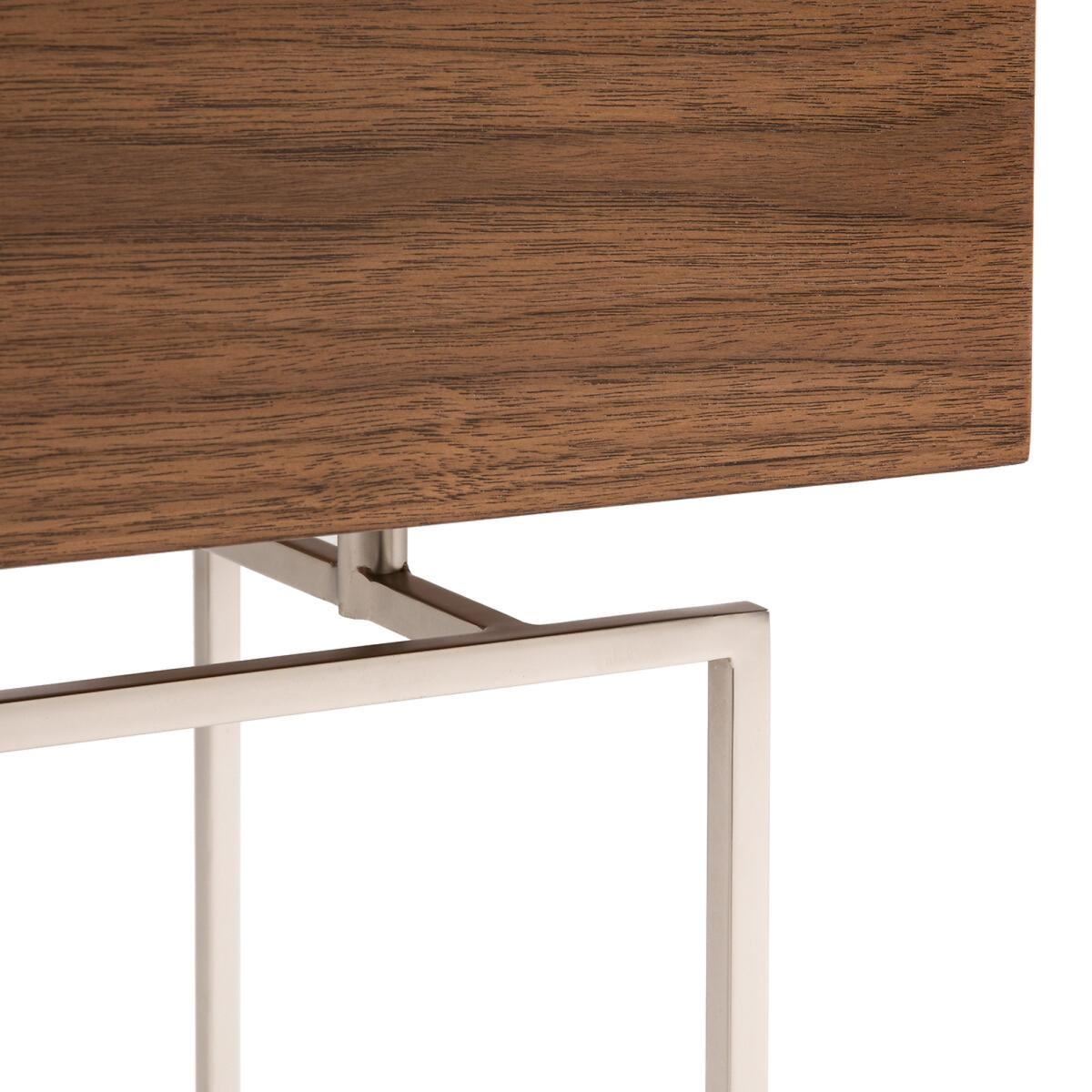 Oreko Walnut Veneer Satin Nickel Bedside Table – image 5