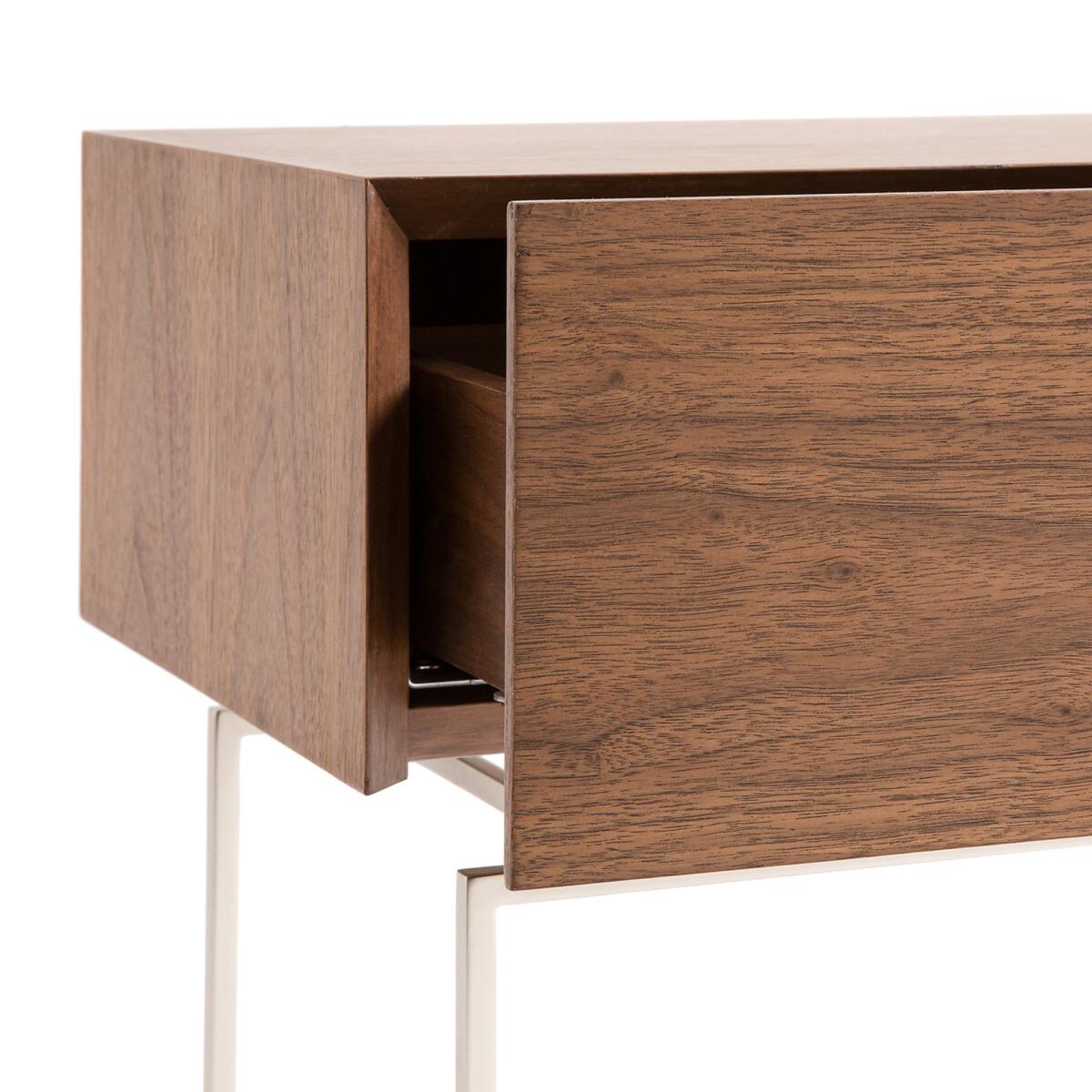 Oreko Walnut Veneer Satin Nickel Bedside Table – image 6