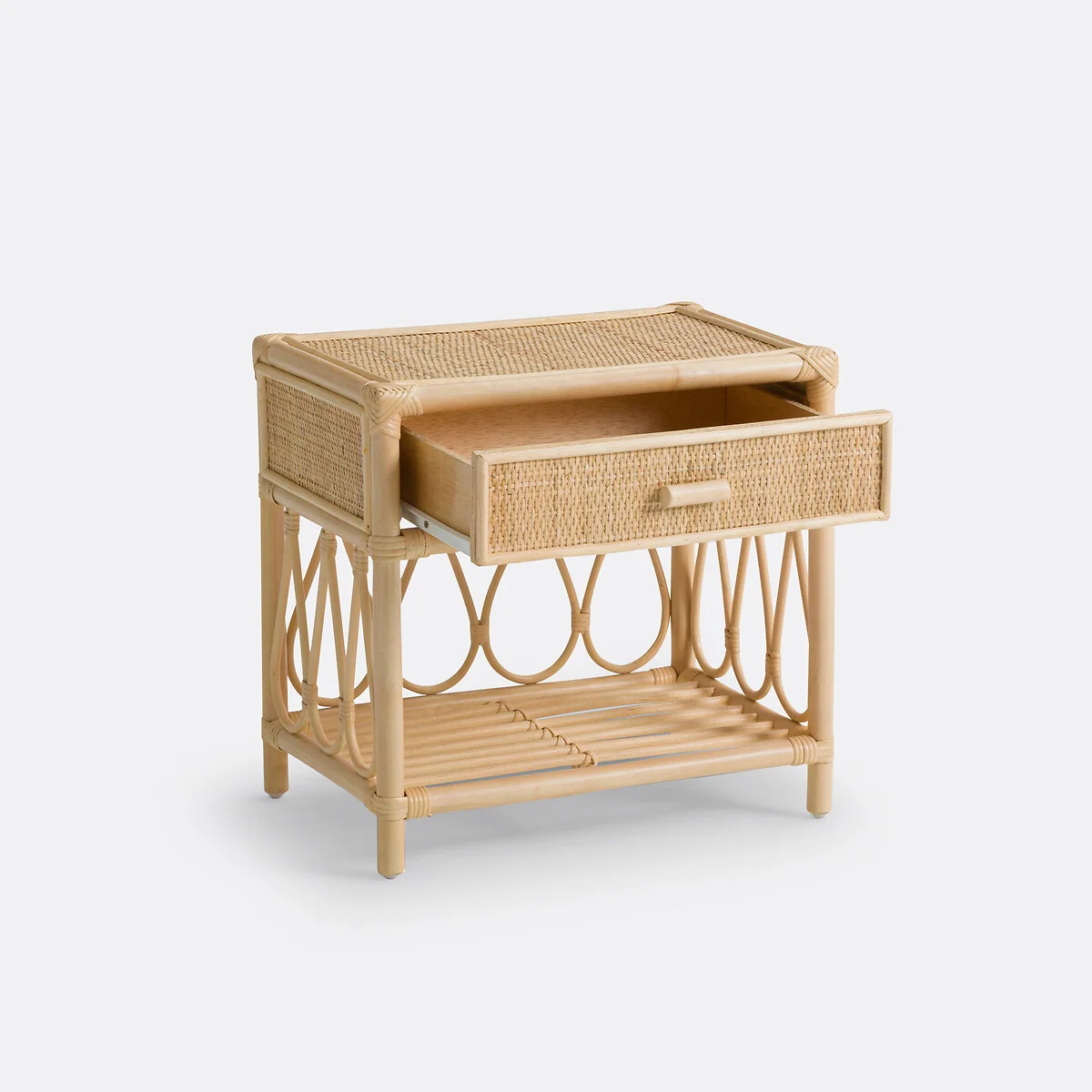 Kiara 1 Drawer and 1 Shelf Rattan Bedside Table – image 4