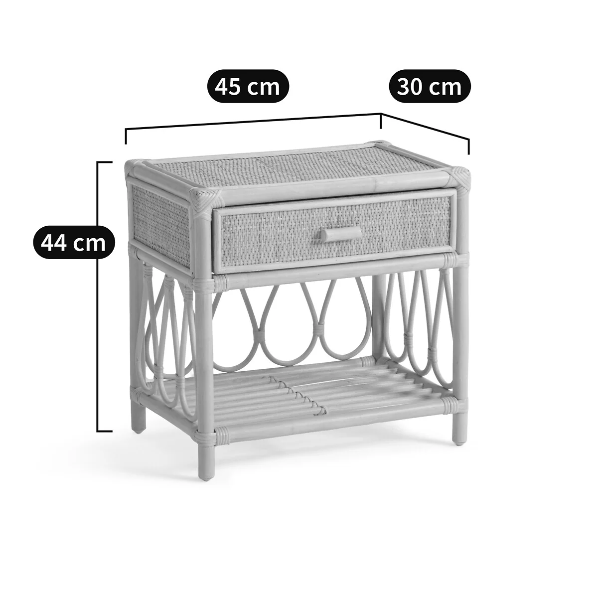 Kiara 1 Drawer and 1 Shelf Rattan Bedside Table – image 7