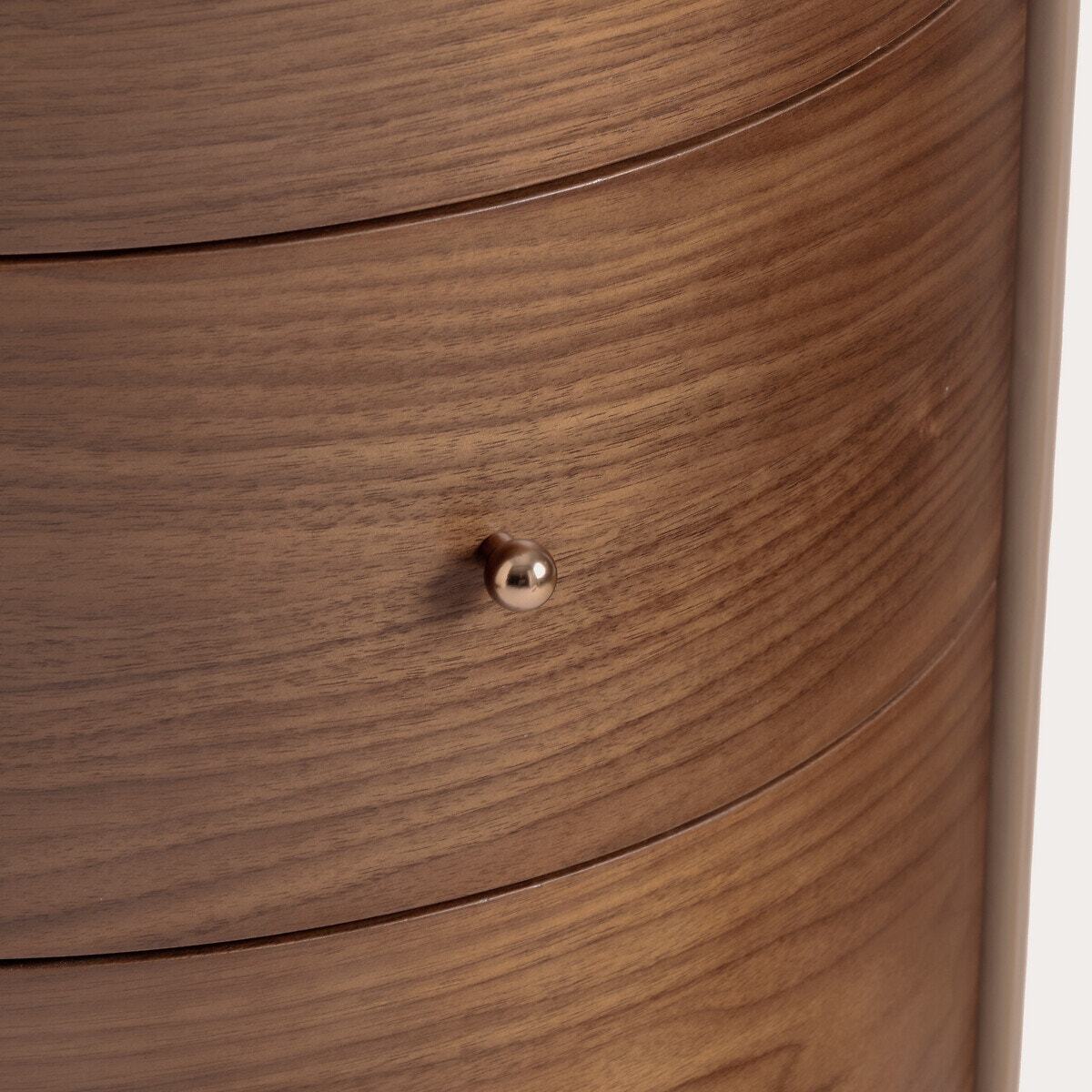 Firmo Walnut & Leather Bedside Table with Drawers – image 4