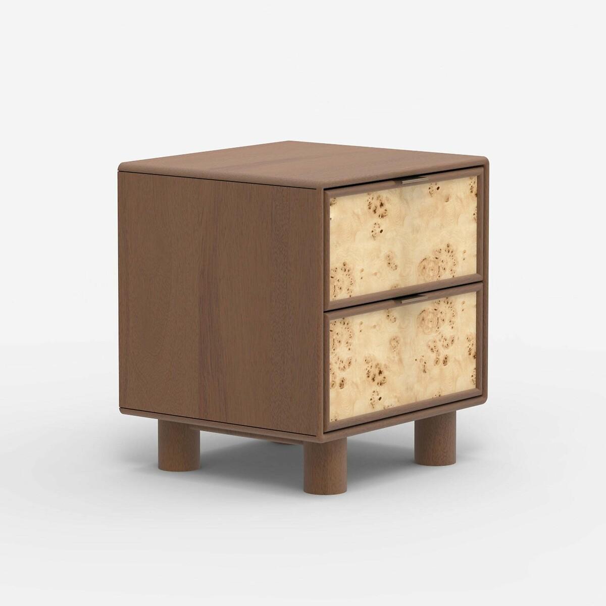 Umber Burl & Mango Wood 2 Drawer Bedside Table – image 2