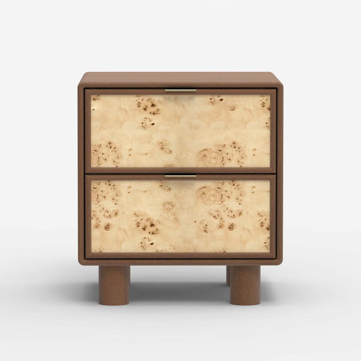 Umber Burl & Mango Wood 2 Drawer Bedside Table – image 3