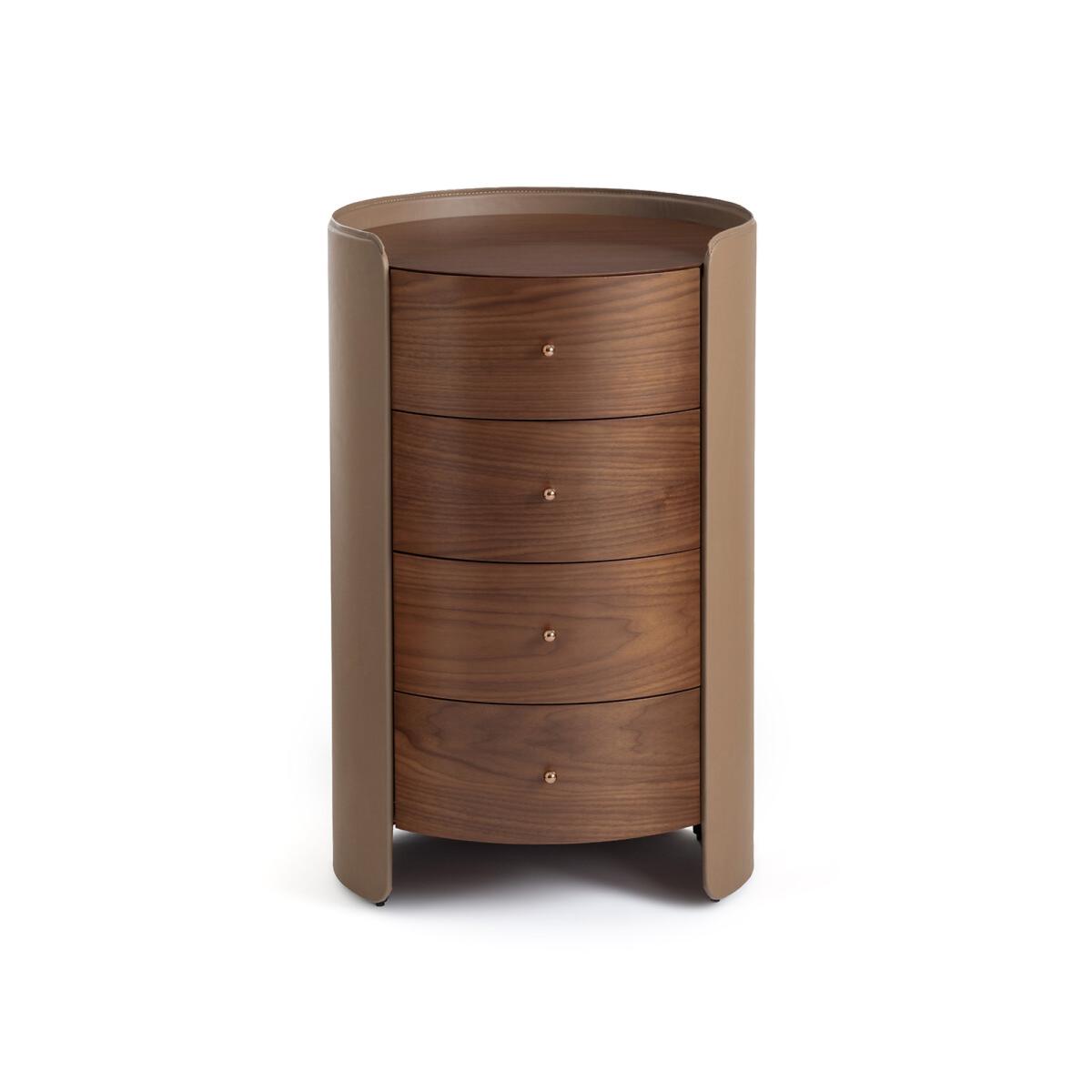 Firmo Walnut & Leather Bedside Table Drawers – image 2