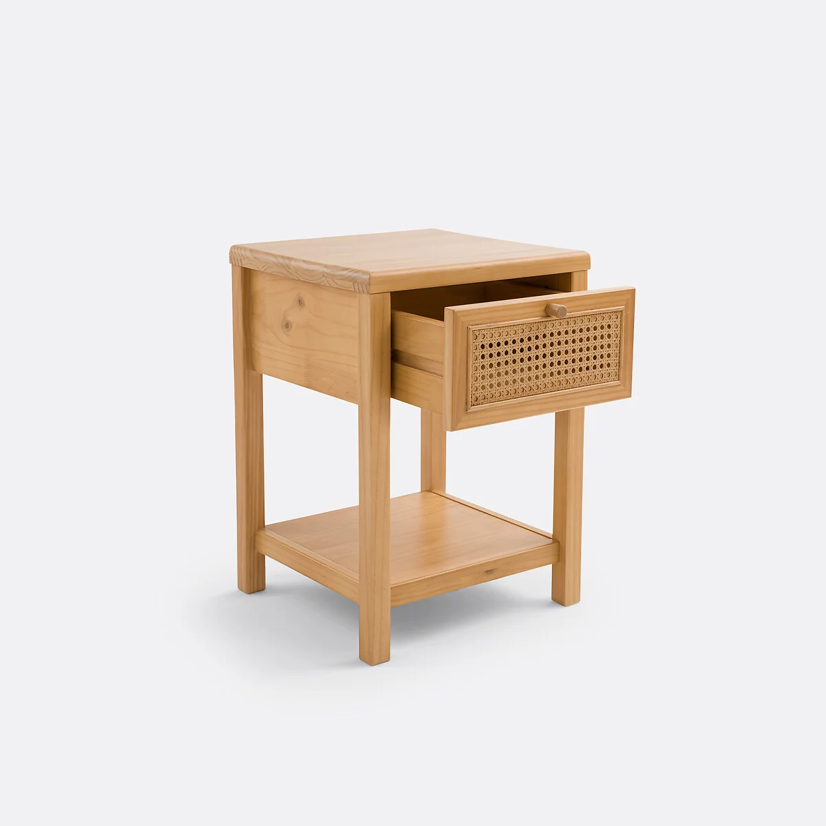 Mora 1-Drawer Pine & Cane Bedside Table – image 3
