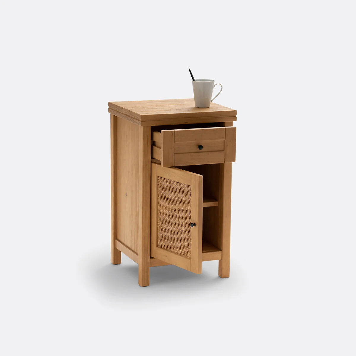 Gabin Bedside Table with 1 Drawer & 1 Cane Cupboard – image 3