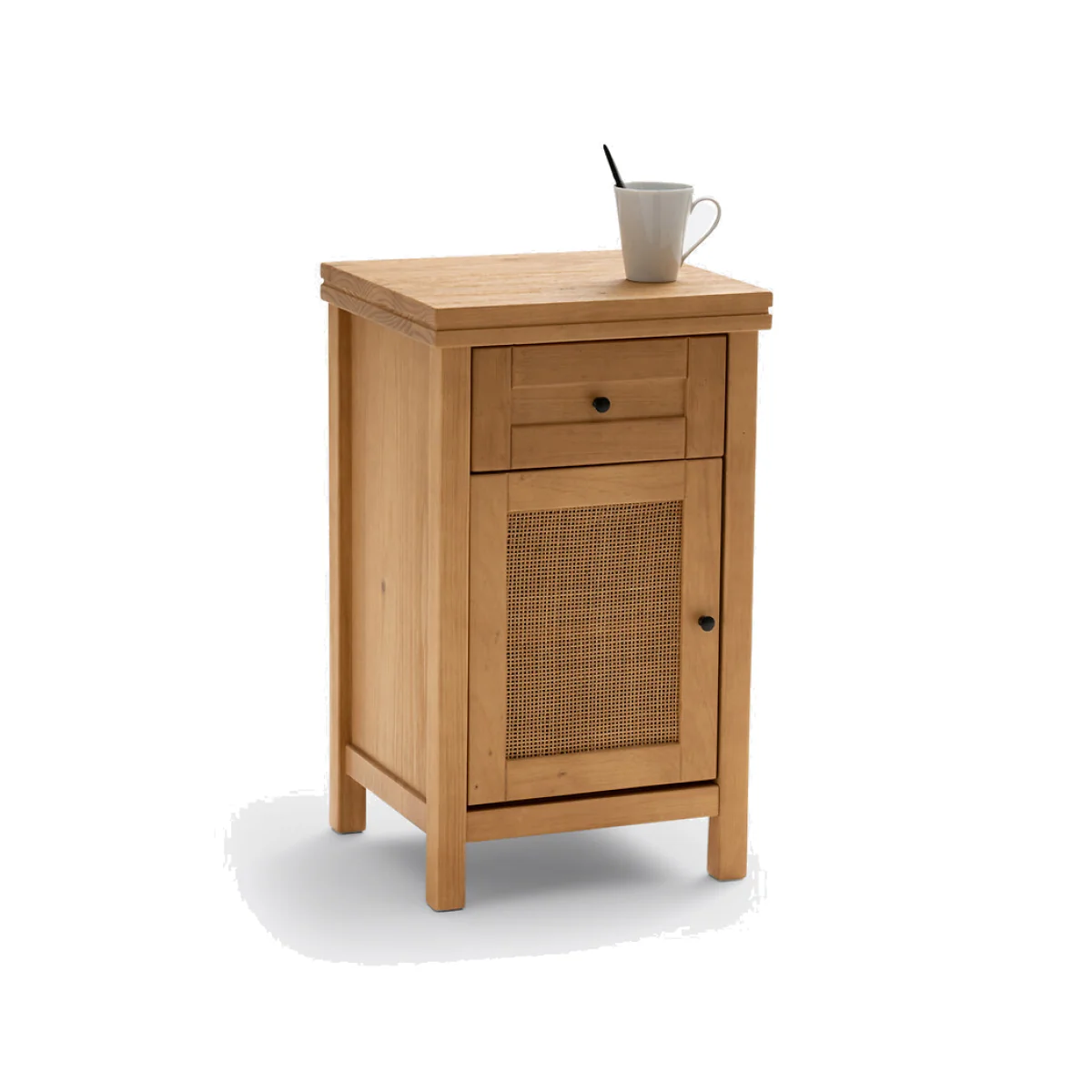 Gabin Bedside Table with 1 Drawer & 1 Cane Cupboard – image 1