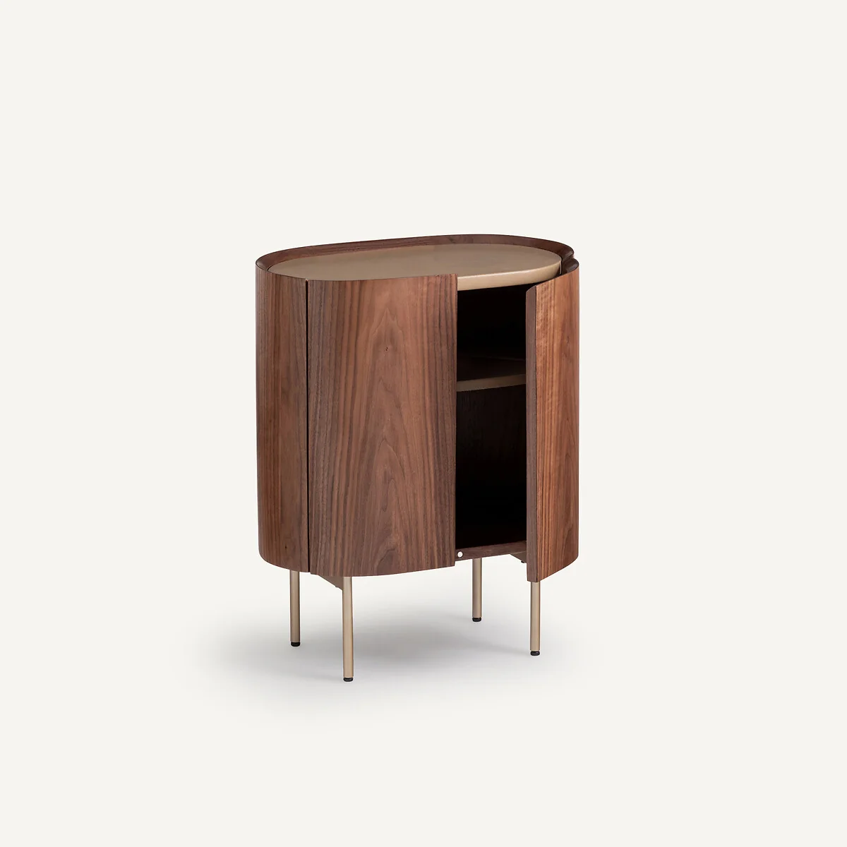 Aslen Bedside Table in Solid Walnut, Walnut Veneer and Leather – image 3