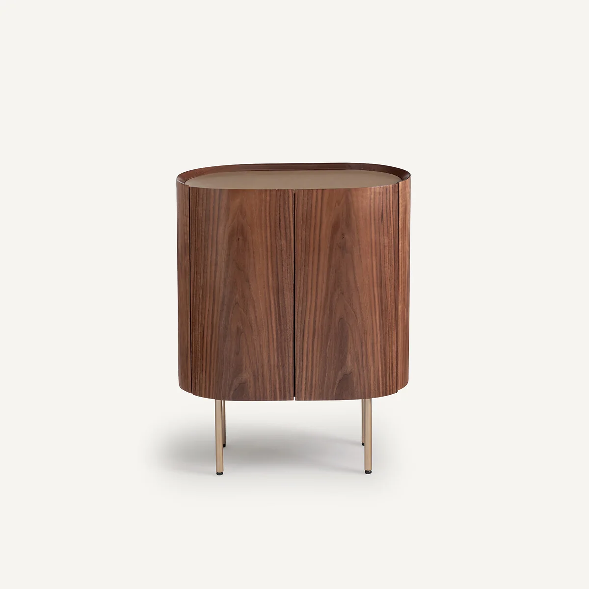 Aslen Bedside Table in Solid Walnut, Walnut Veneer and Leather – image 4