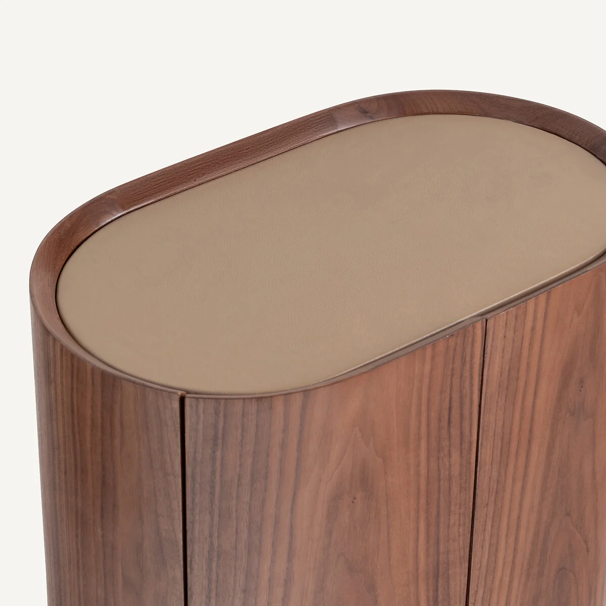 Aslen Bedside Table in Solid Walnut, Walnut Veneer and Leather – image 7