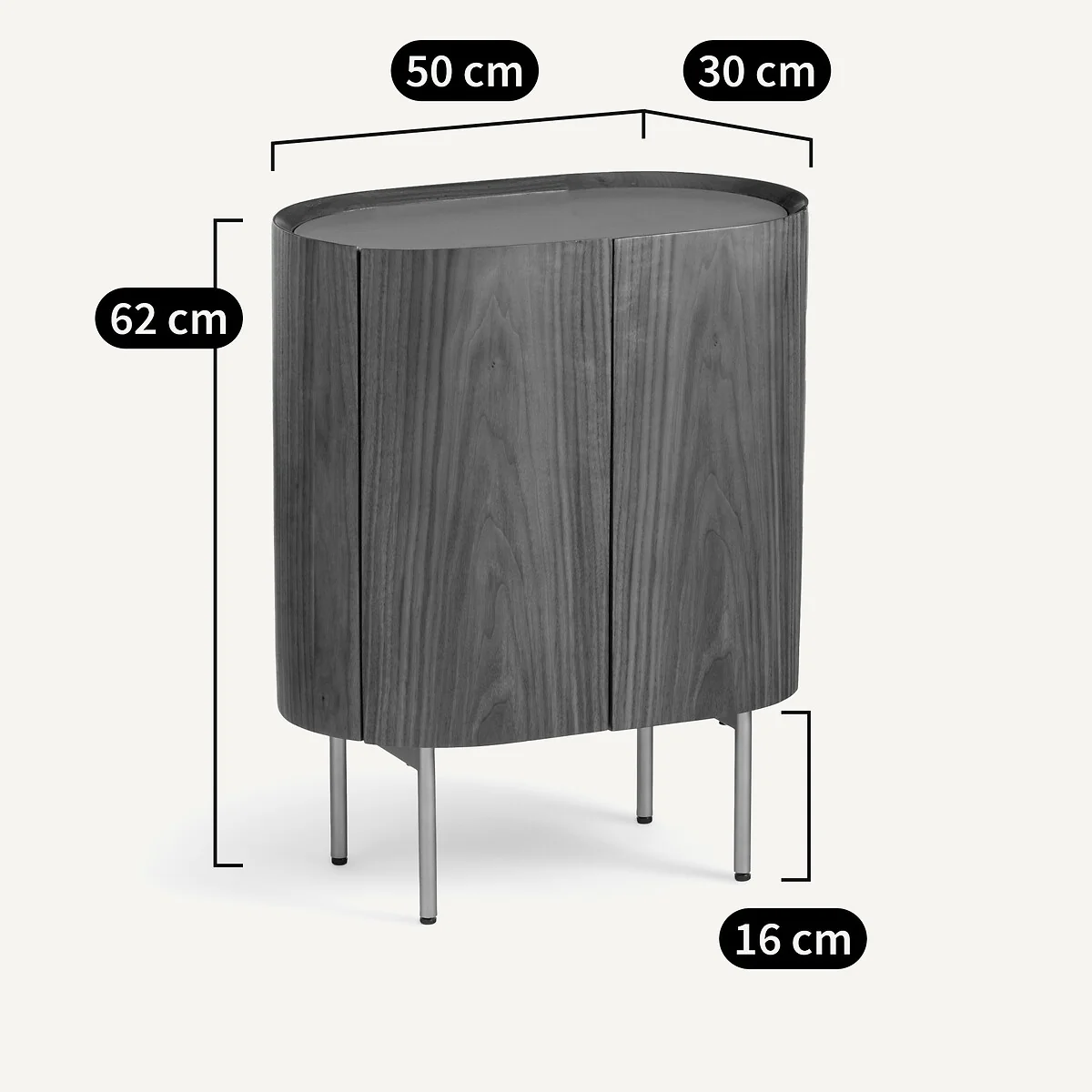 Aslen Bedside Table in Solid Walnut, Walnut Veneer and Leather – image 9
