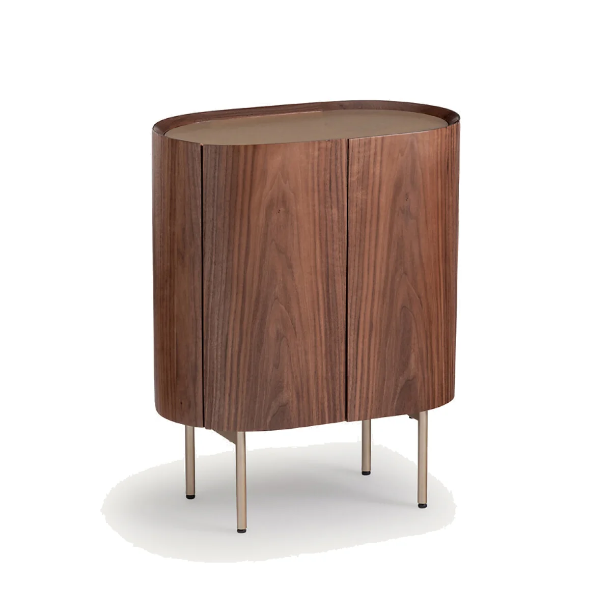 Aslen Bedside Table in Solid Walnut, Walnut Veneer and Leather – image 1