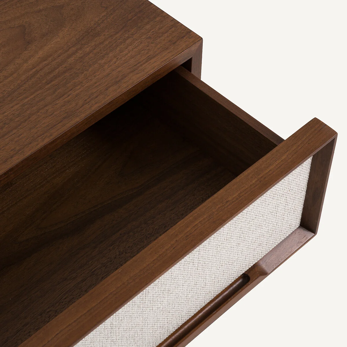 Omid 2-Drawer Bedside Table in Walnut Veneer and Fabric – image 5