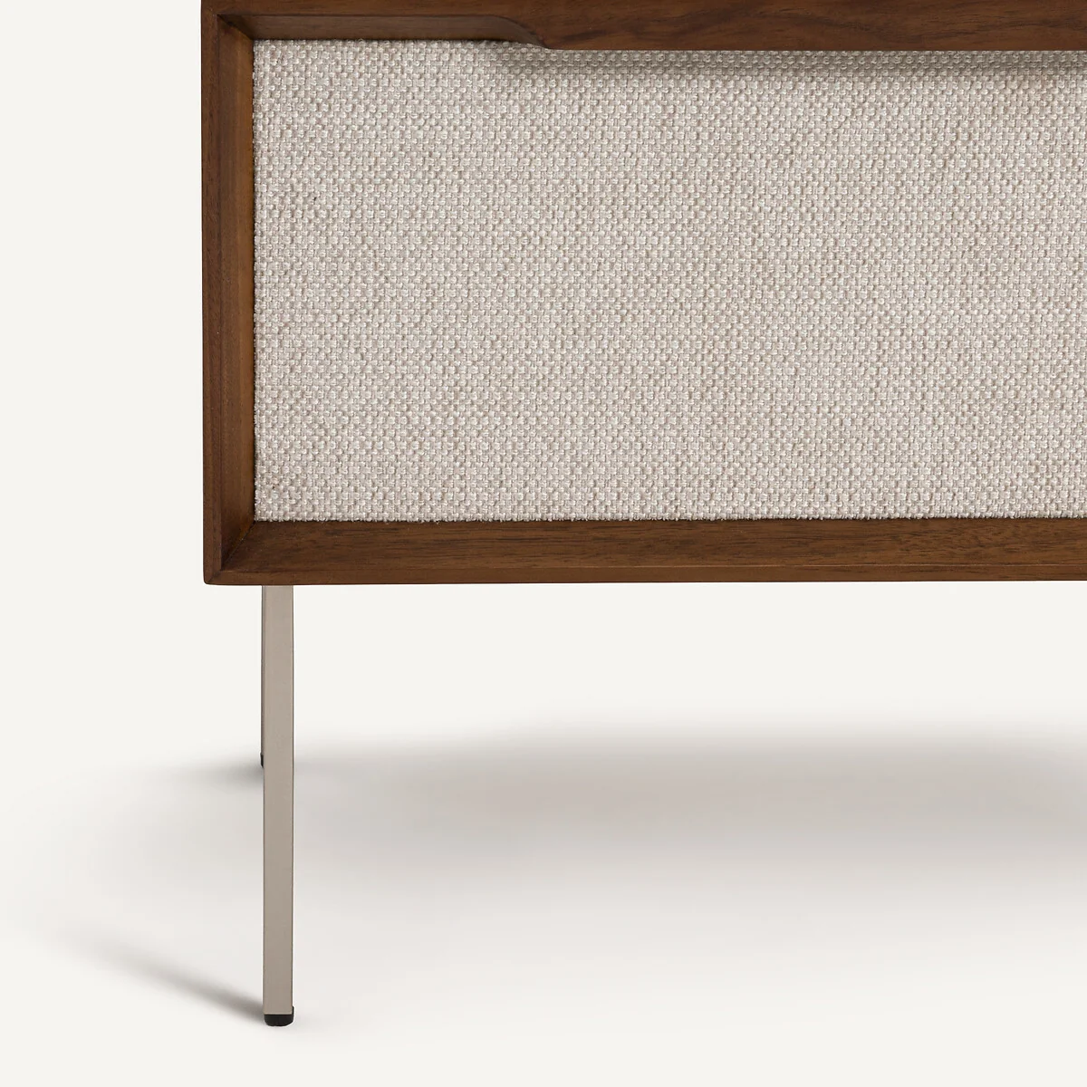 Omid 2-Drawer Bedside Table in Walnut Veneer and Fabric – image 6