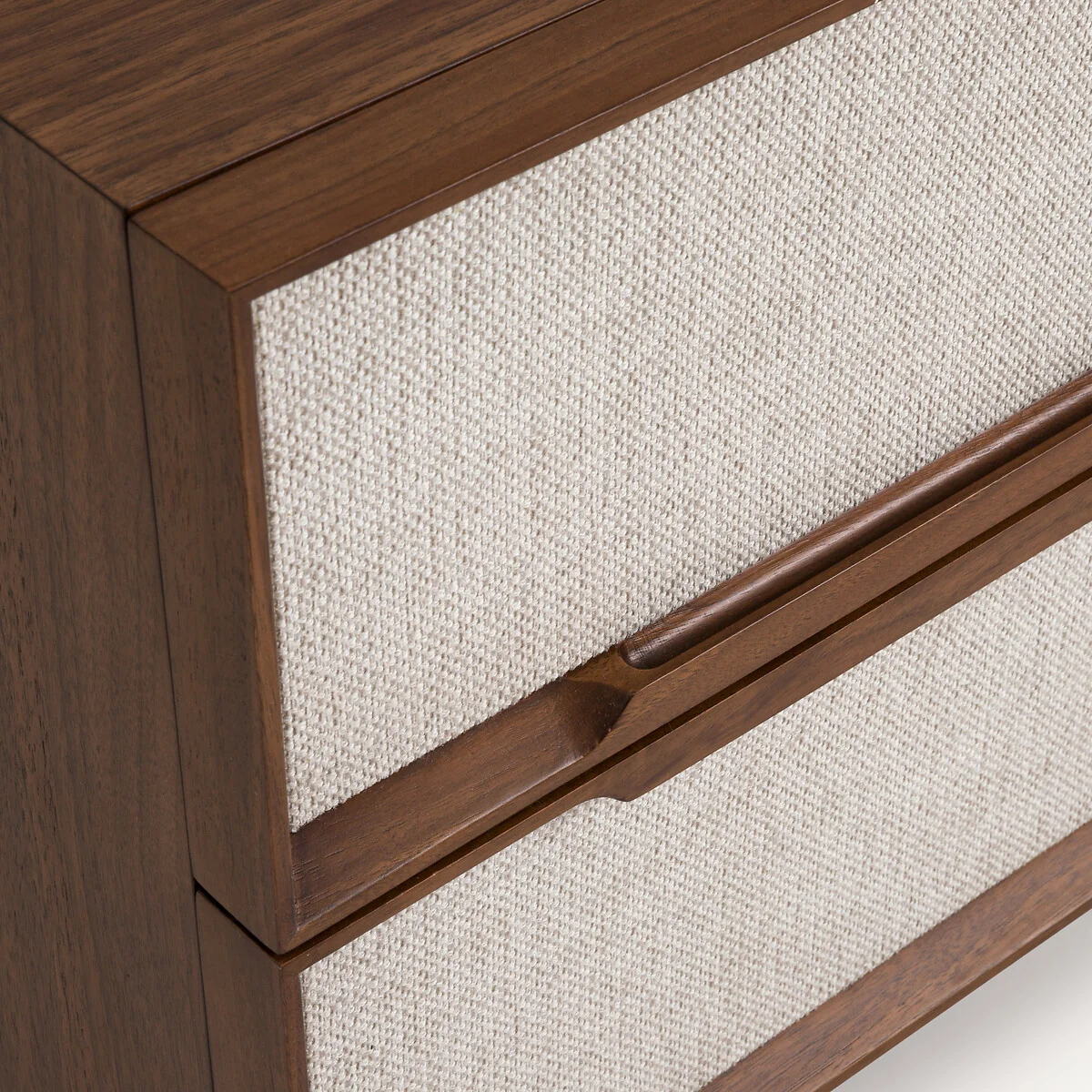 Omid 2-Drawer Bedside Table in Walnut Veneer and Fabric – image 7