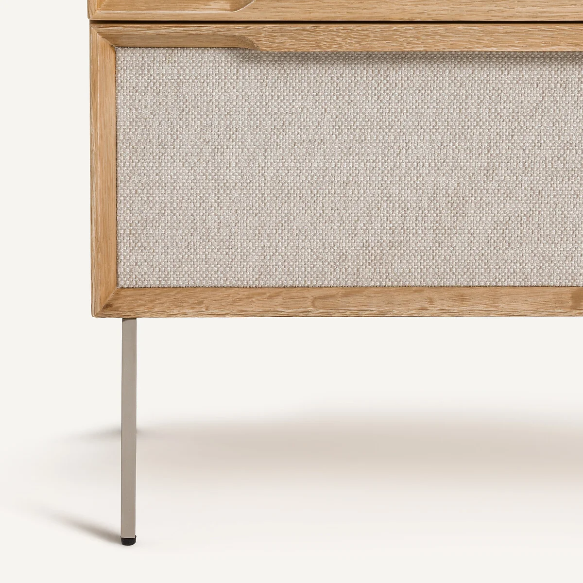 Omid Bedside Cabinet with 2 Drawers in Oak Veneer and Textured Fabric – image 6