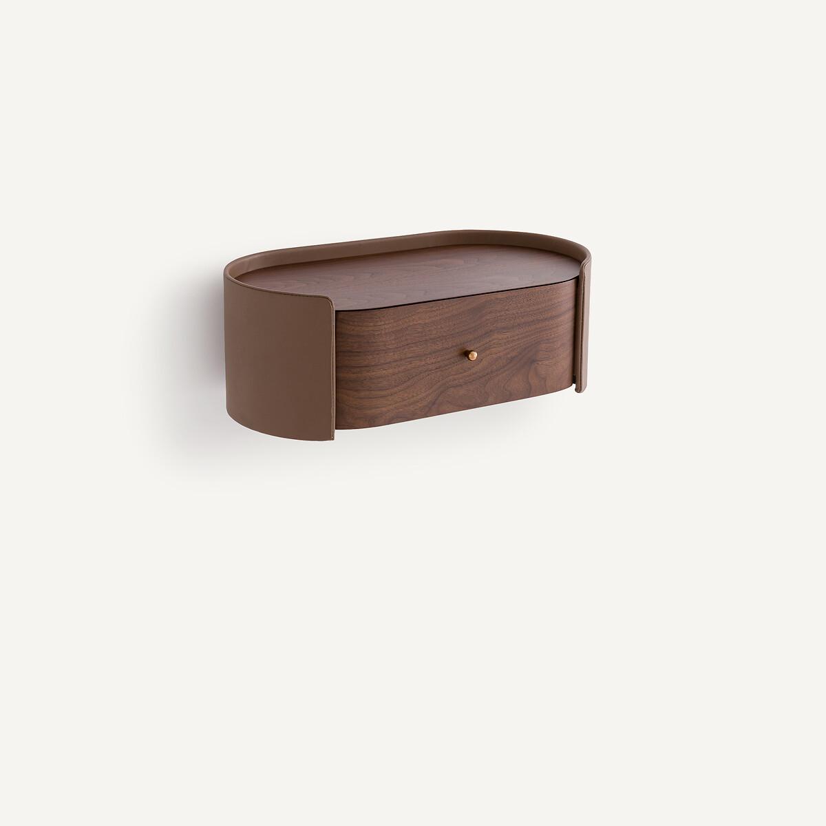Firmo Walnut & Leather Wall Bedside Table – image 2