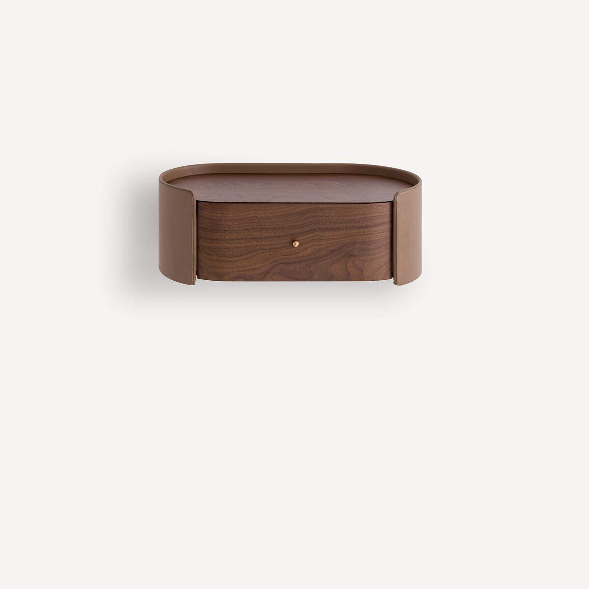 Firmo Walnut & Leather Wall Bedside Table – image 3