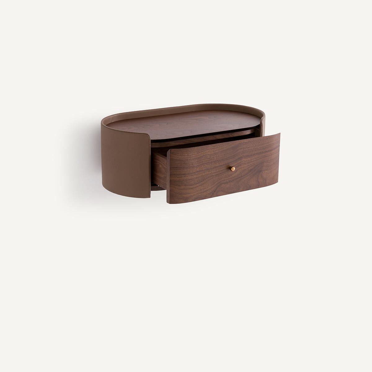 Firmo Walnut & Leather Wall Bedside Table – image 4