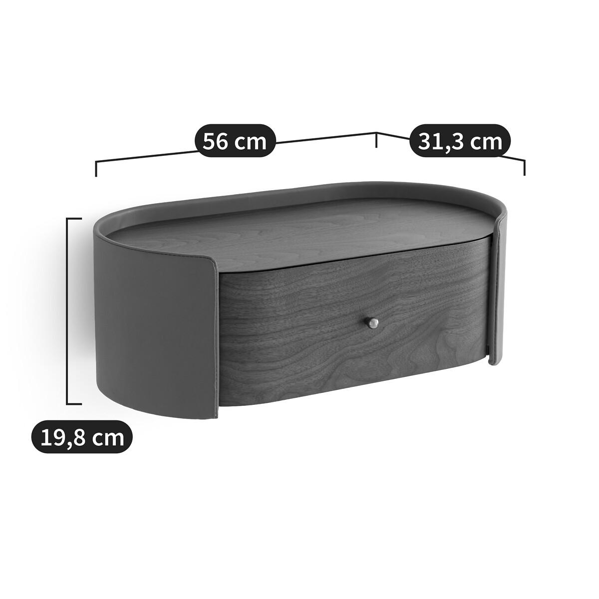 Firmo Walnut & Leather Wall Bedside Table – image 8