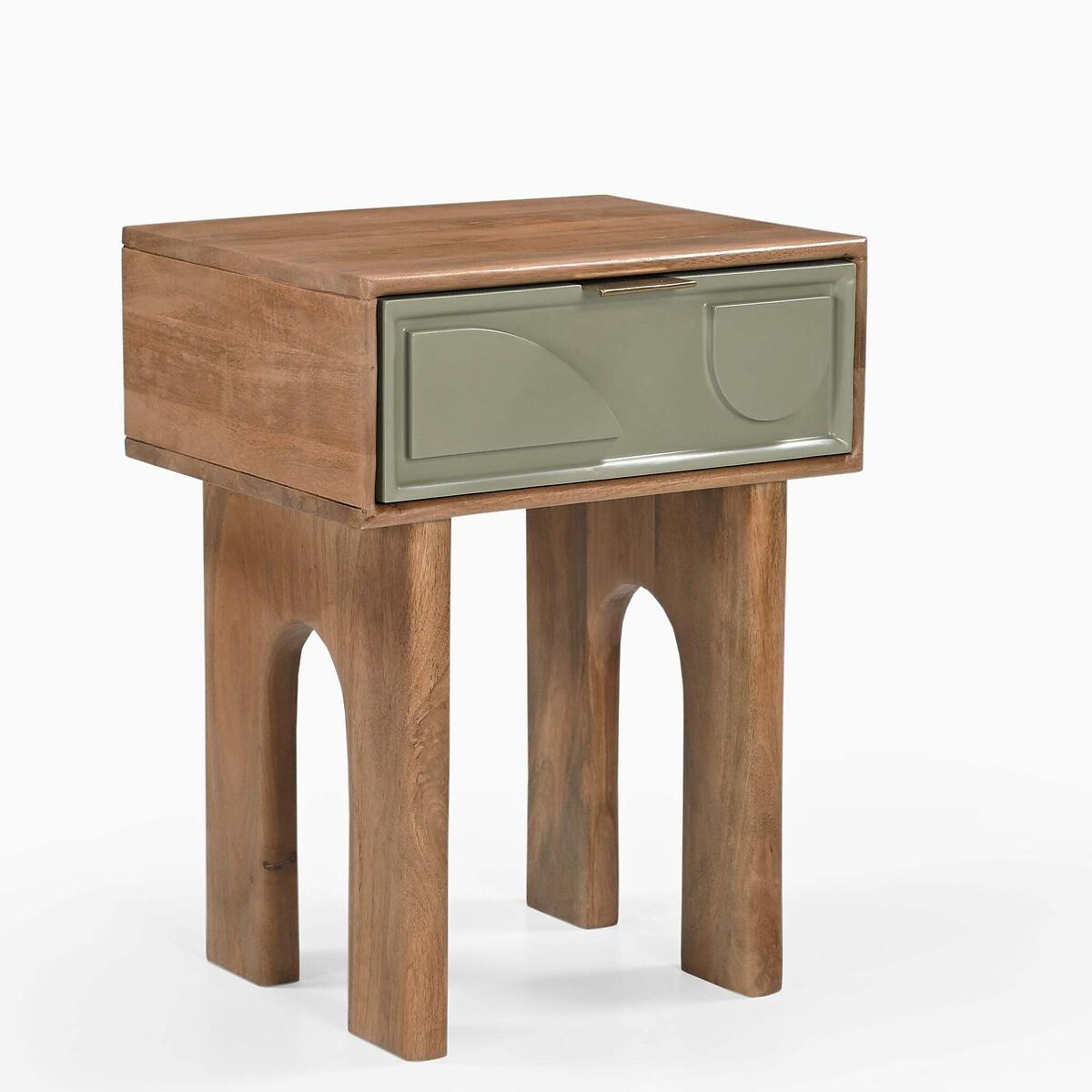 Piza Geometric Mango Wood 1 Drawer Bedside Table – image 2