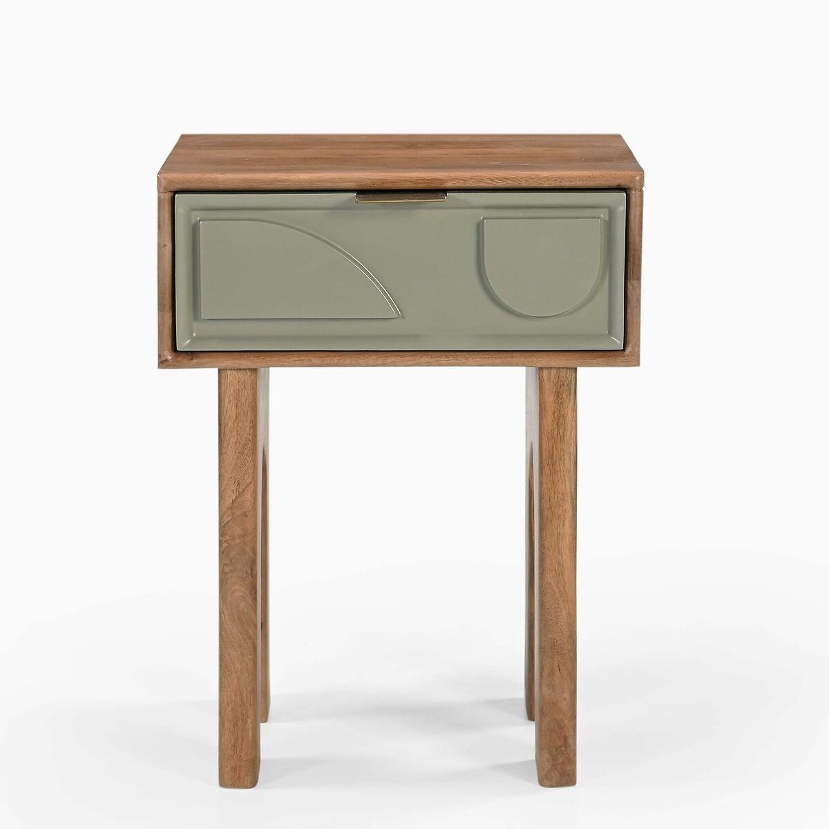 Piza Geometric Mango Wood 1 Drawer Bedside Table – image 3