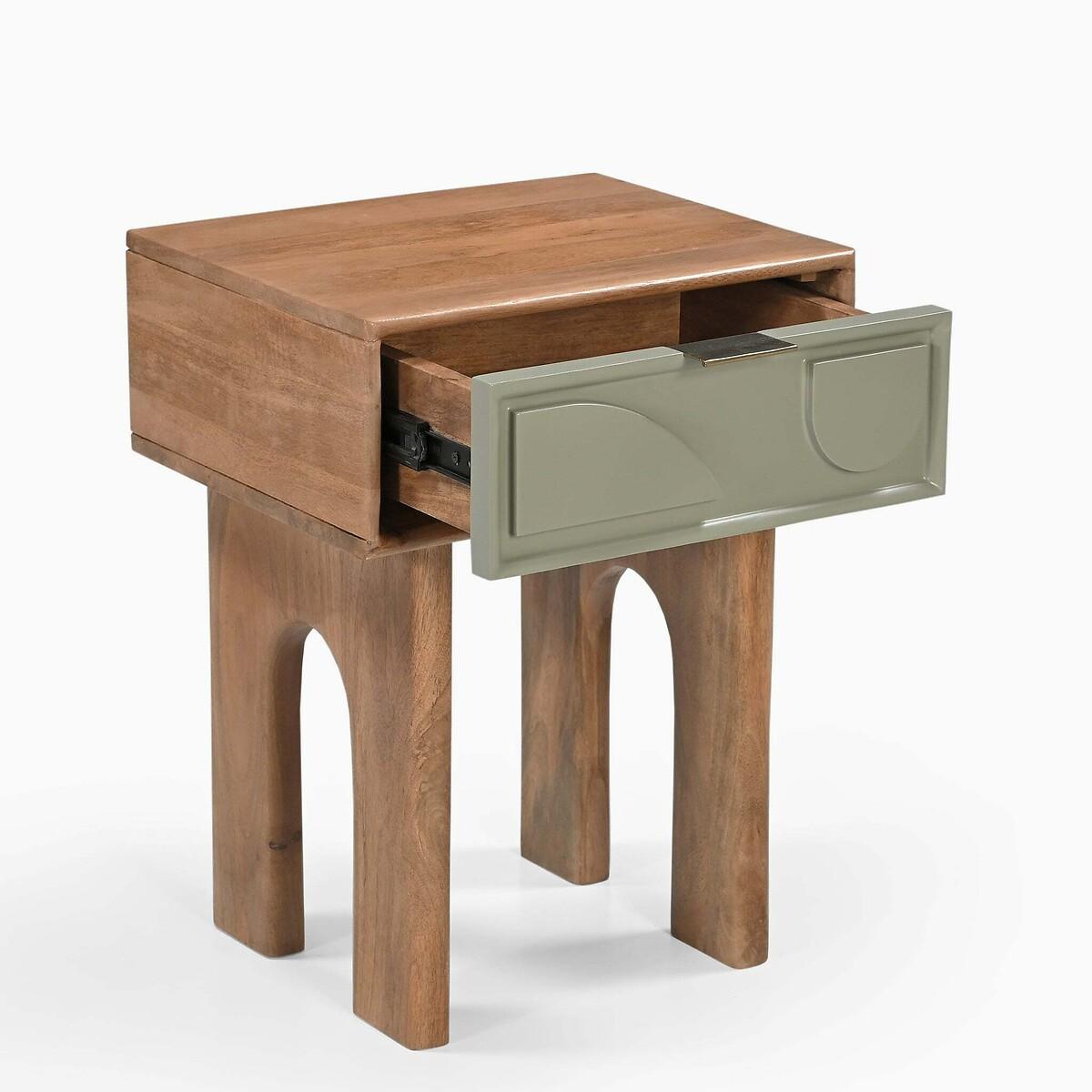 Piza Geometric Mango Wood 1 Drawer Bedside Table – image 4