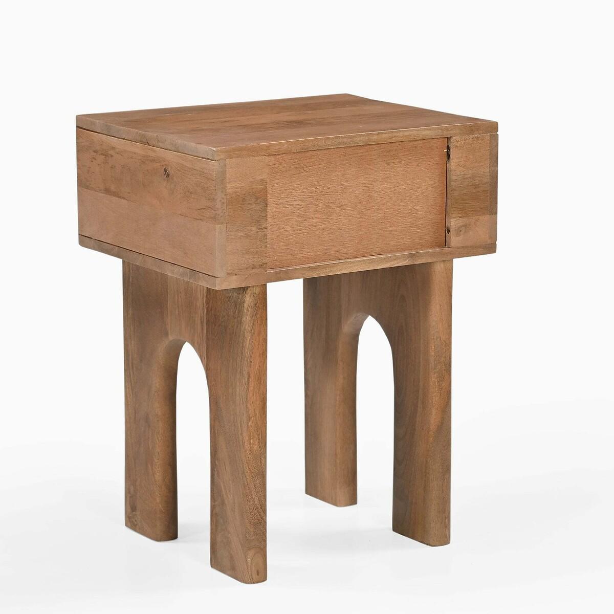 Piza Geometric Mango Wood 1 Drawer Bedside Table – image 5