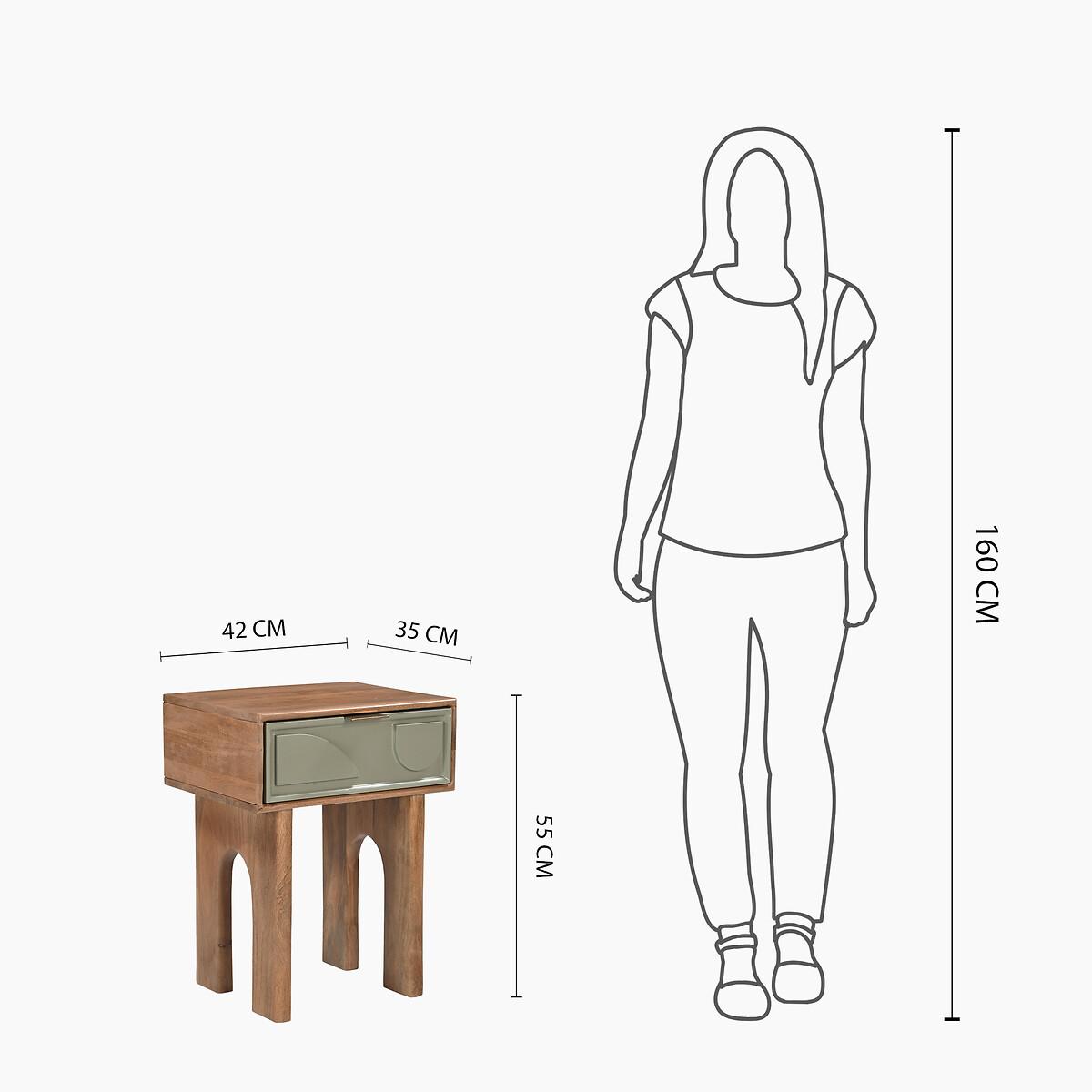Piza Geometric Mango Wood 1 Drawer Bedside Table – image 6